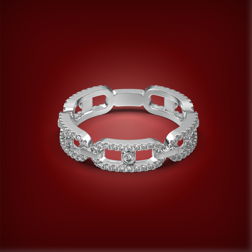 Deco Pavã© Link Ring | 925 Sterling Silver | Iconic Pavé Hardware Band ...
