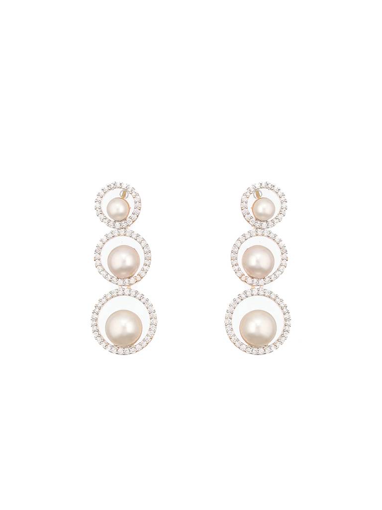 Gold Toned Pearl Beaded Designer Minimal Necklace Jewellery Set : SJNK2418