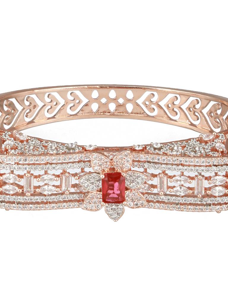 Rose Gold Toned Red Ad Studded Designer Kada Bracelet : SJBR2421