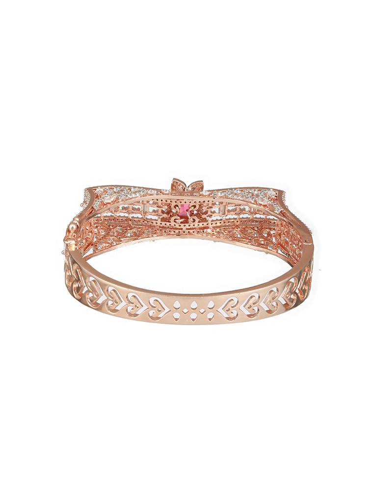 Rose Gold Toned Red Ad Studded Designer Kada Bracelet : SJBR2421