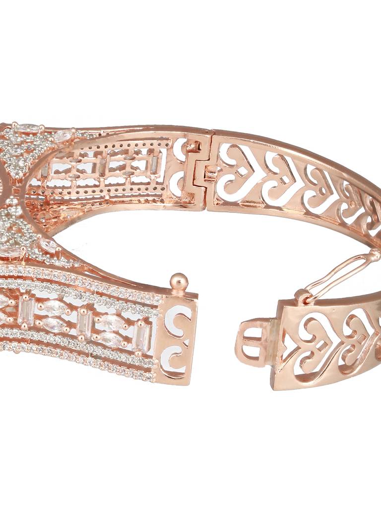 Rose Gold Toned Red Ad Studded Designer Kada Bracelet : SJBR2421