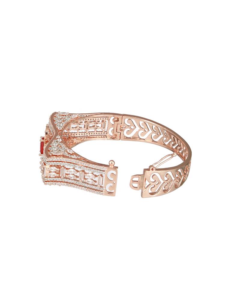 Rose Gold Toned Red Ad Studded Designer Kada Bracelet : SJBR2421