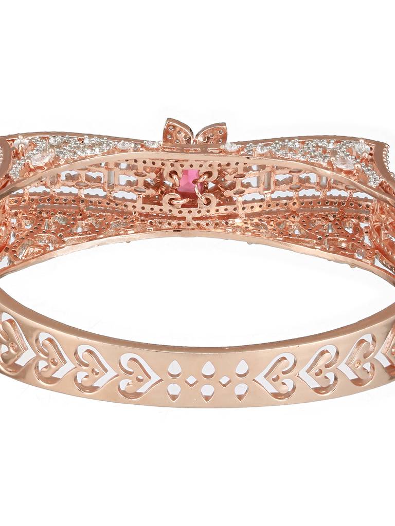 Rose Gold Toned Red Ad Studded Designer Kada Bracelet : SJBR2421