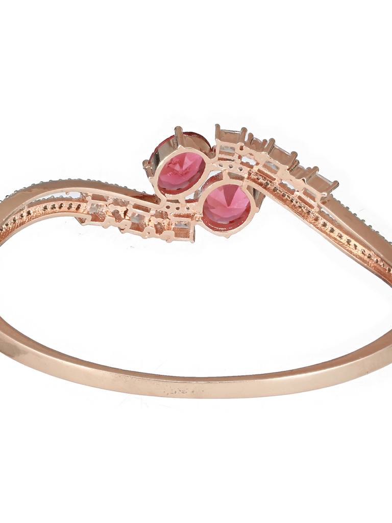 Rose Gold Plated Red Ad Studded Minimal Designer Bangle Bracelet : SJBR2422