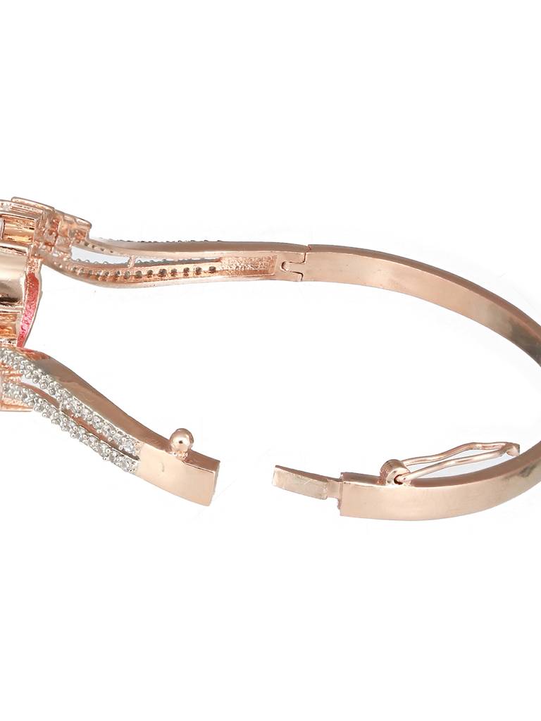 Rose Gold Plated Red Ad Studded Minimal Designer Bangle Bracelet : SJBR2422