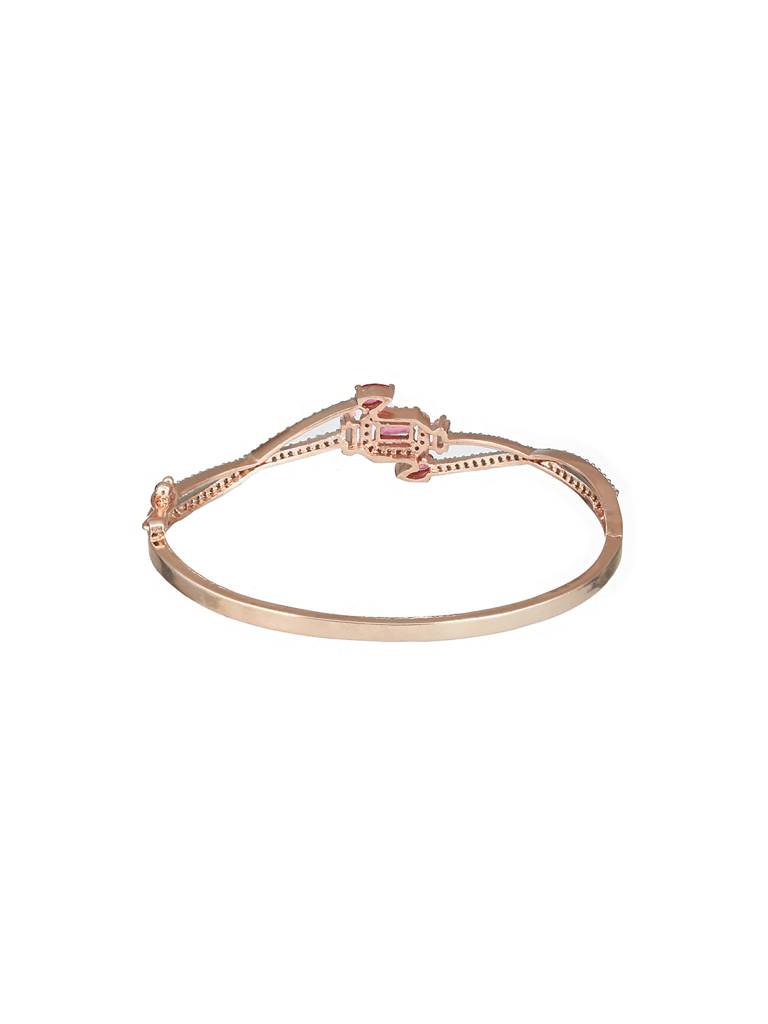 Rose Gold Plated Red Ad Studded Minimal Bangle Bracelet : SJBR2423