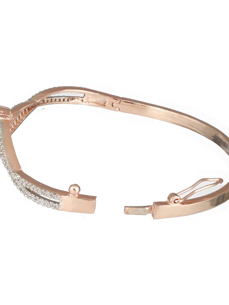Rose Gold Plated Red Ad Studded Minimal Bangle Bracelet : SJBR2423