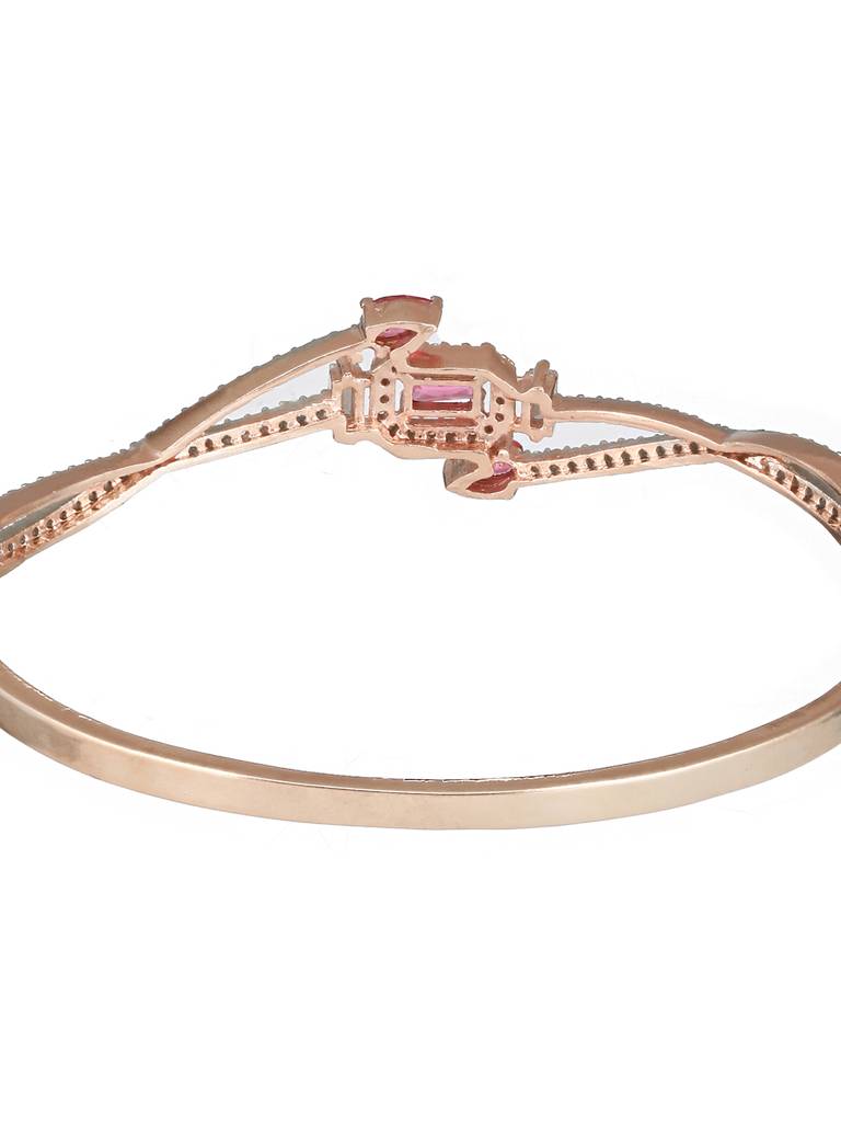 Rose Gold Plated Red Ad Studded Minimal Bangle Bracelet : SJBR2423