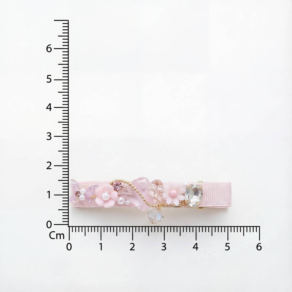 Korean Blossom & Butterfly Ribbon-Wrapped Alligator Clip : YUFSHR208