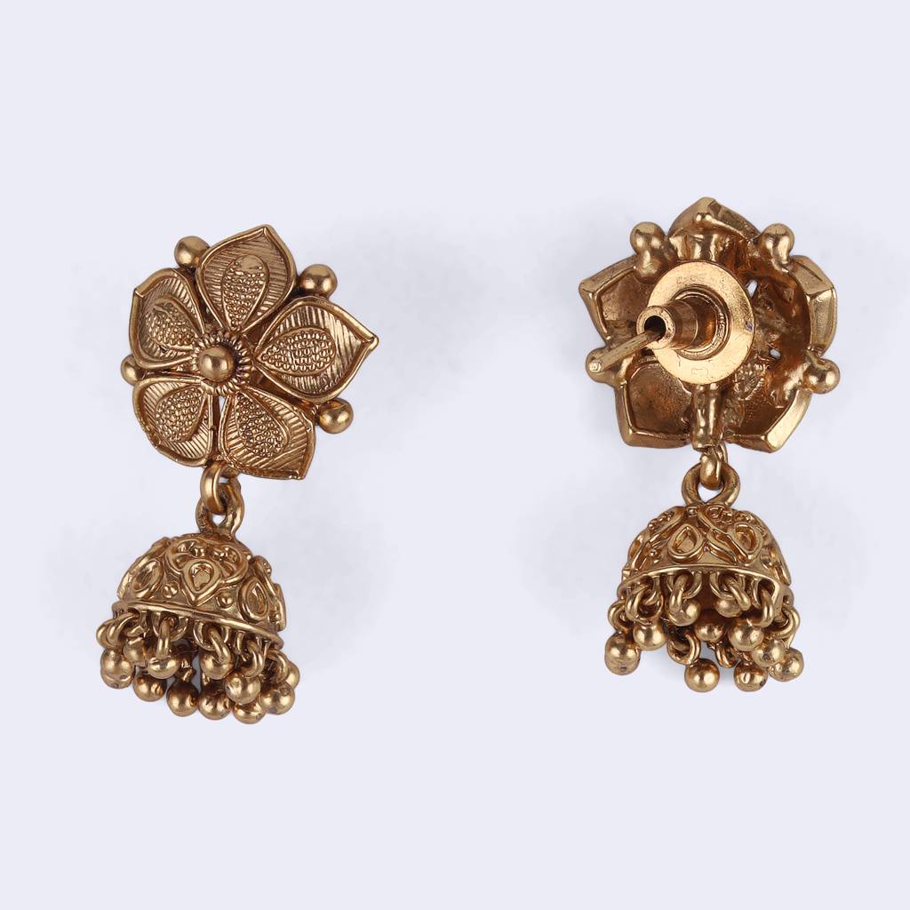 Traditional Flower And Rudhraksh Design Gold Plated Choker Necklace Set For Women & Girls : 24NS1109