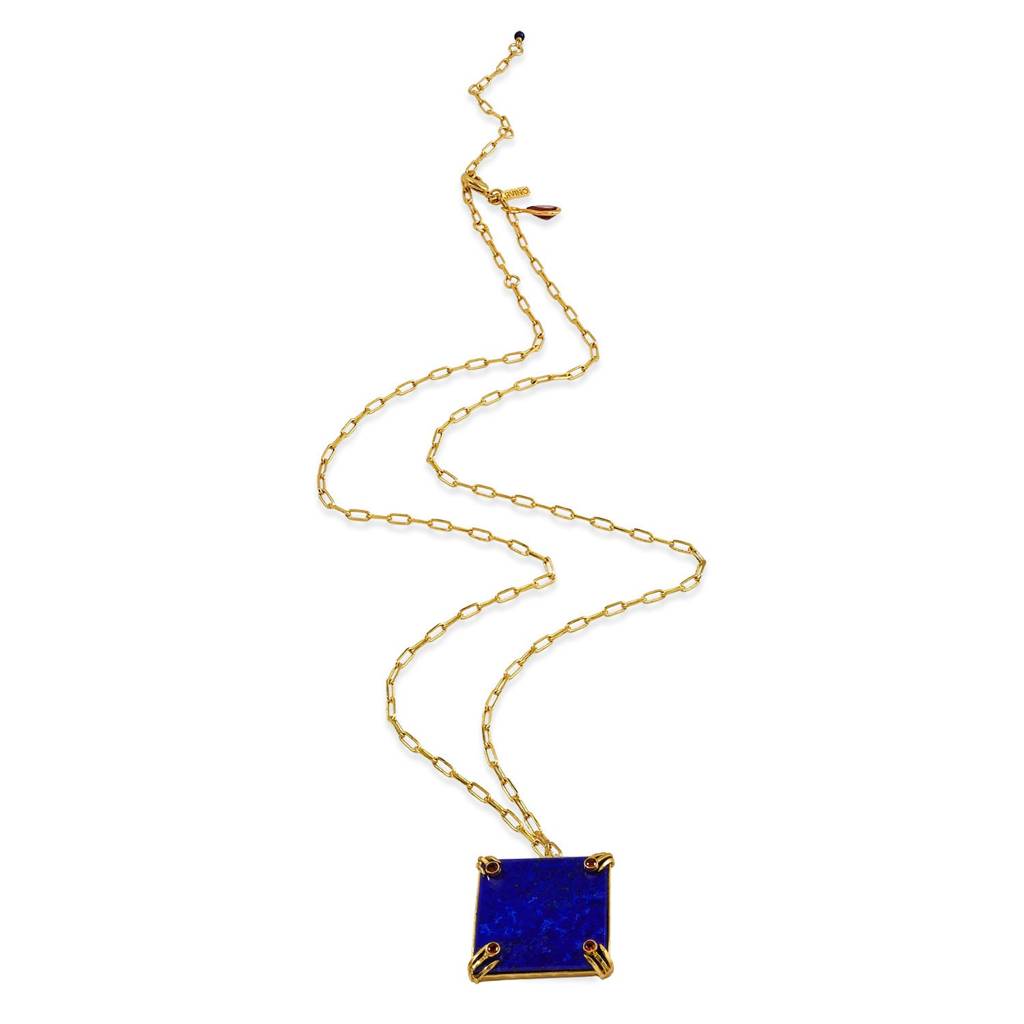 Lapis Lazuli Square Pendant Necklace : AWN-224