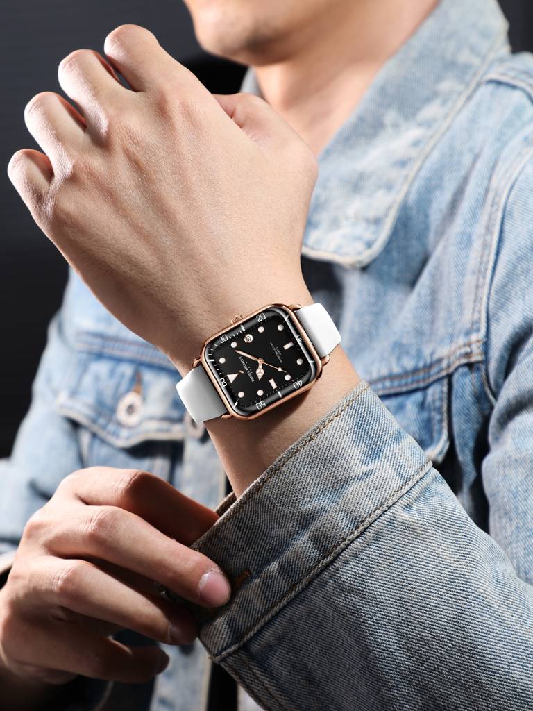 Daniel Hechter Paris Square Dial Watch For Men With Stylish Silicone Strap, Water Resistant & Quartz Movement - D : DHM1011-07