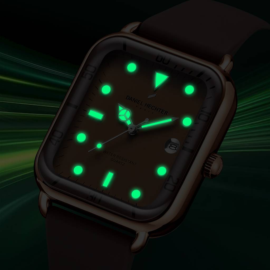 Daniel Hechter Paris Square Dial Watch For Men With Stylish Silicone Strap, Water Resistant & Quartz Movement - D : DHM1011-05