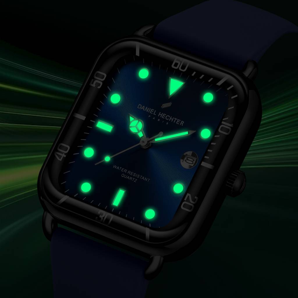 Daniel Hechter Paris Square Dial Watch For Men With Stylish Silicone Strap, Water Resistant & Quartz Movement - D : DHM1011-08