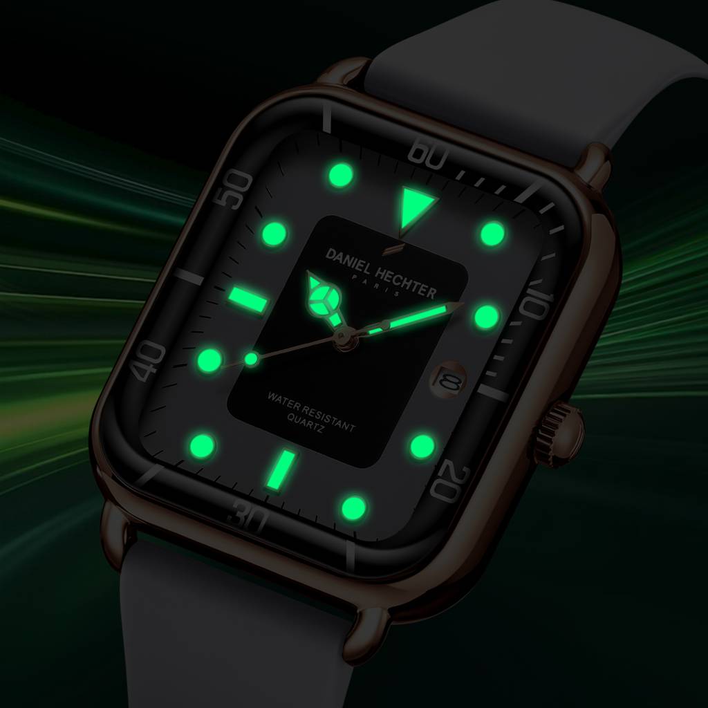 Daniel Hechter Paris Square Dial Watch For Men With Stylish Silicone Strap, Water Resistant & Quartz Movement - D : DHM1011-06