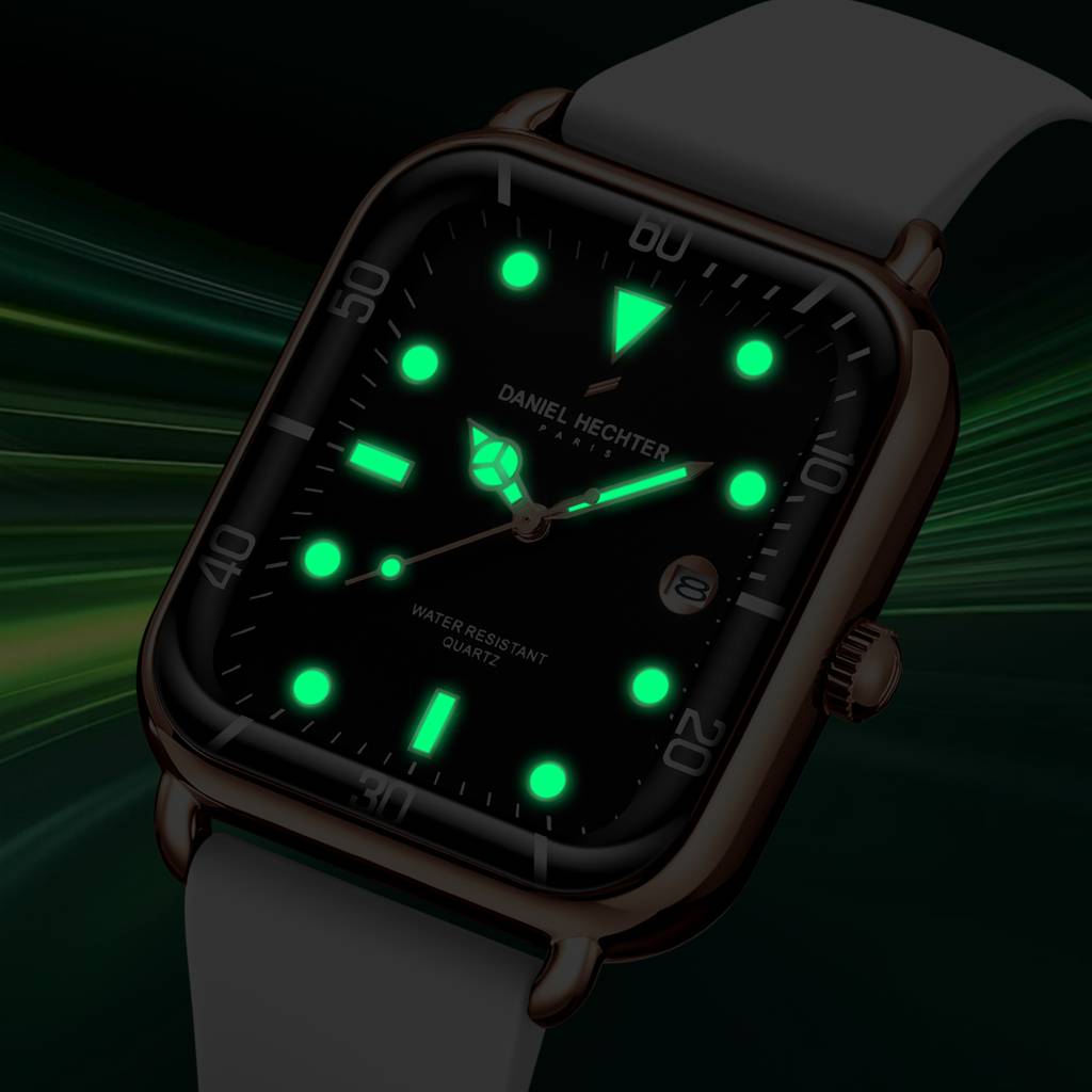 Daniel Hechter Paris Square Dial Watch For Men With Stylish Silicone Strap, Water Resistant & Quartz Movement - D : DHM1011-07