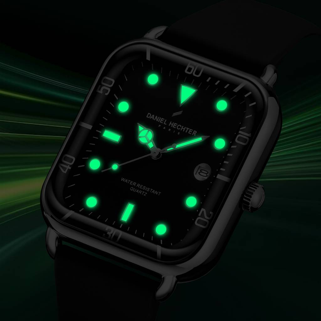 Daniel Hechter Paris Square Dial Watch For Men With Stylish Silicone Strap, Water Resistant & Quartz Movement - D : DHM1011-04