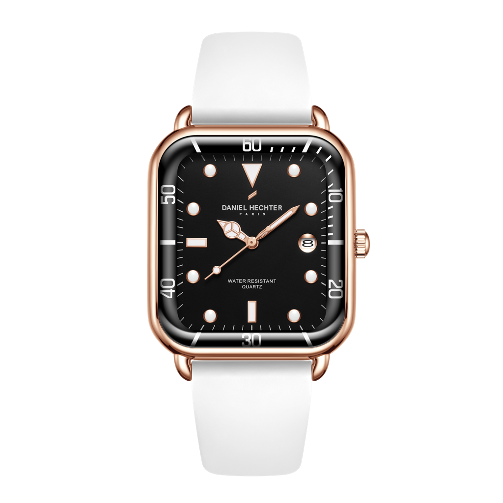 Daniel Hechter Paris Square Dial Watch For Men With Stylish Silicone Strap, Water Resistant & Quartz Movement - D : DHM1011-07