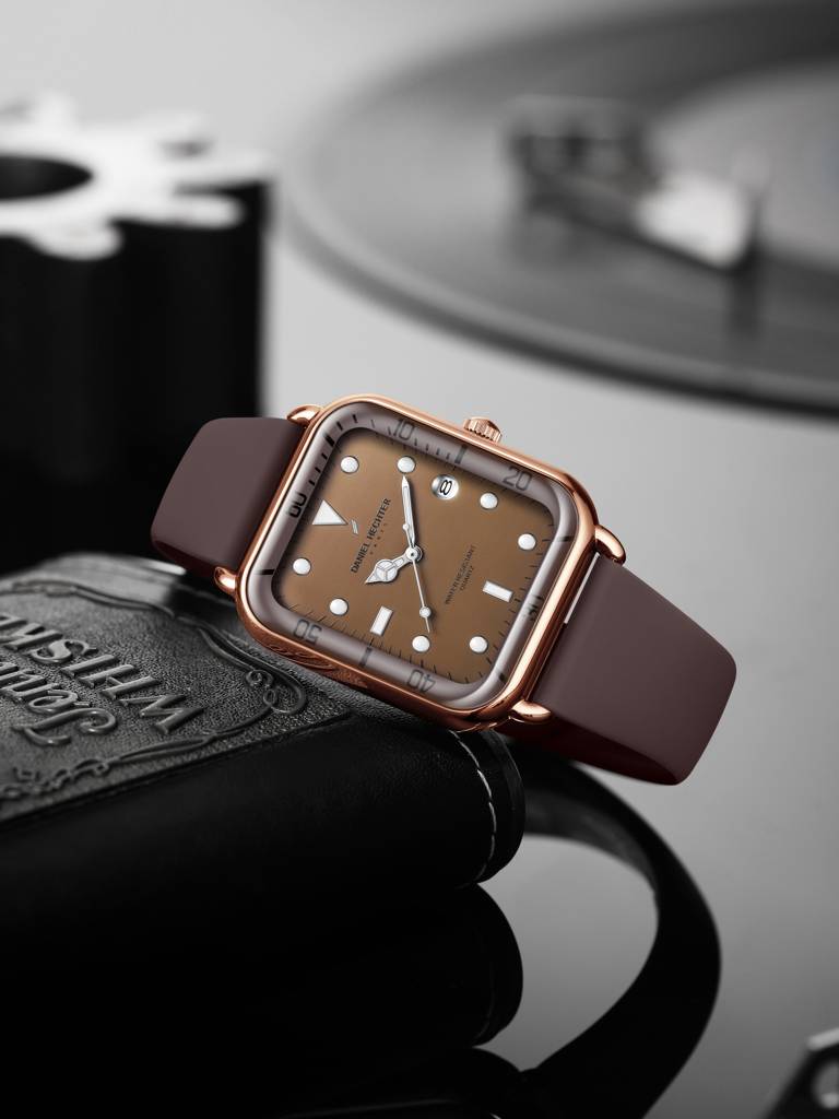 Daniel Hechter Paris Square Dial Watch For Men With Stylish Silicone Strap, Water Resistant & Quartz Movement - D : DHM1011-05