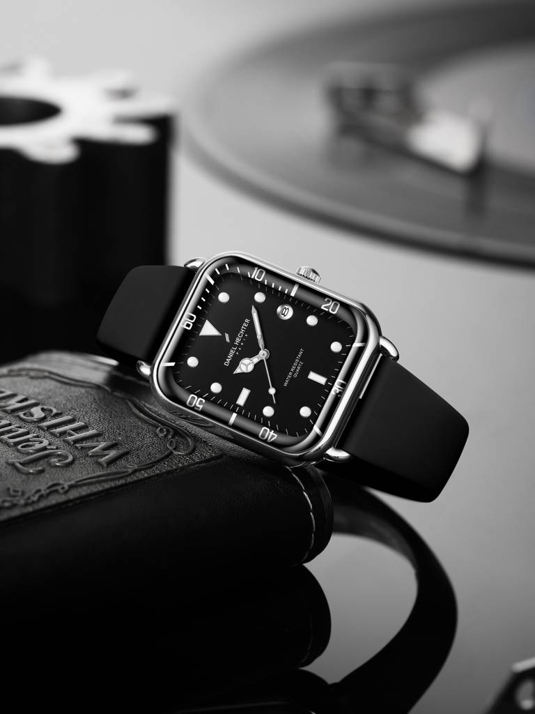 Daniel Hechter Paris Square Dial Watch For Men With Stylish Silicone Strap, Water Resistant & Quartz Movement - D : DHM1011-04