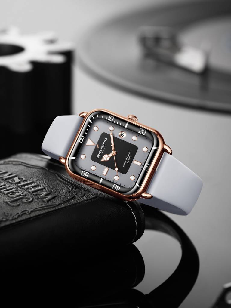 Daniel Hechter Paris Square Dial Watch For Men With Stylish Silicone Strap, Water Resistant & Quartz Movement - D : DHM1011-06