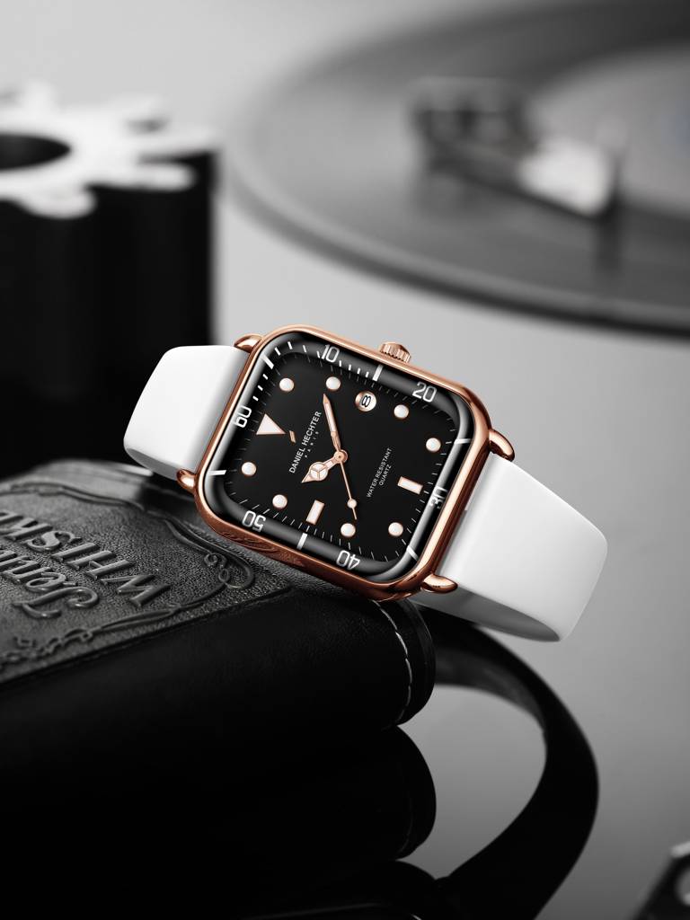 Daniel Hechter Paris Square Dial Watch For Men With Stylish Silicone Strap, Water Resistant & Quartz Movement - D : DHM1011-07