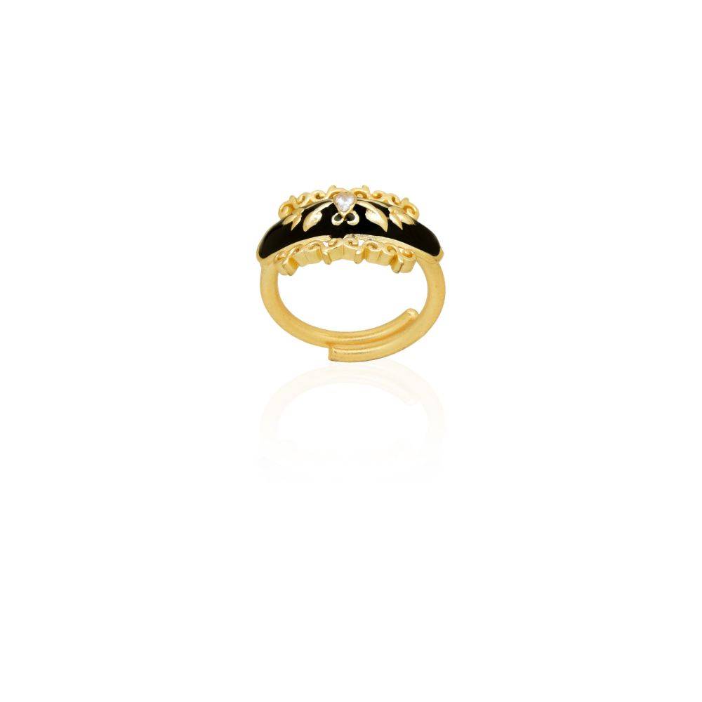 Black Enamel & Filigree Ring