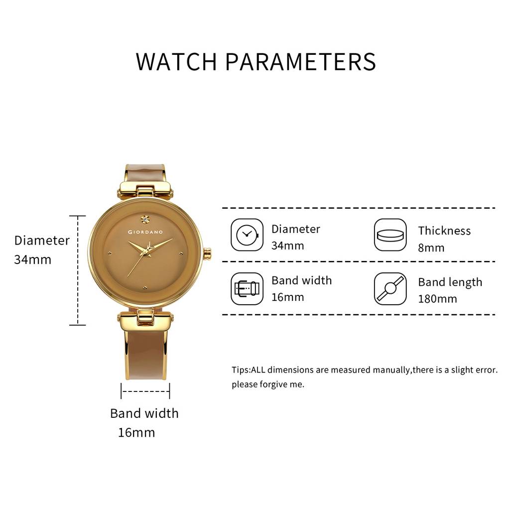 Giordano Designer Analog Watch For Women Â Glossy Round Dial & Bracelet Style Stainless Steel Strap-Gz-60099 : GZ-60099-33