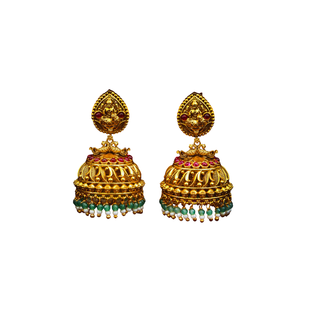 Laxmi Temple Jhumka Earrings | Premium Gold Plated Temple Jewellery : R-2025