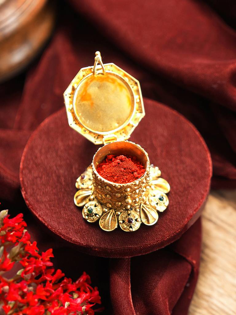 Peacock Design Hand-Crafted Traditional Kumkum Box : SJSB2542