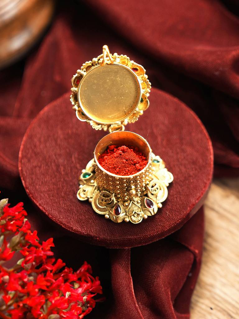 Ganesha Design Handcrafted Traditional Kumkum Box : SJSB2543