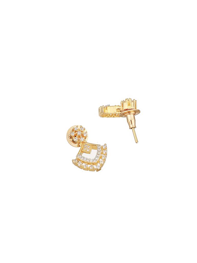 Gold Toned Ad Studded Geometric Shaped Delicate Pendant Jewellery Set : SJNK2560