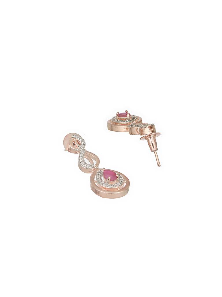 Rose Gold Plated Ruby Ad Studded Pendant Jewellery Set : SJNK2561