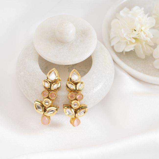 Peach Kundan Earring : PA-65
