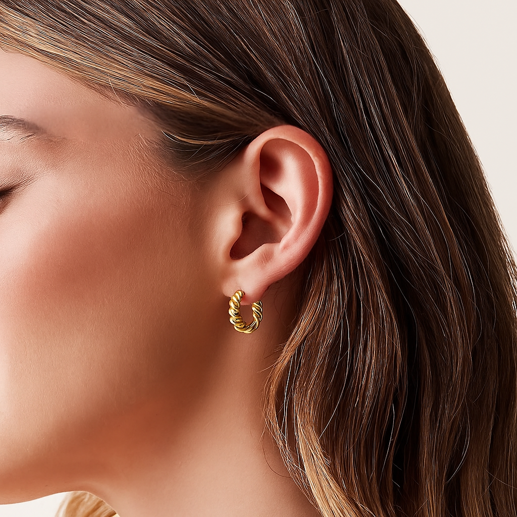 14K Gold Plated Anti-Tarnish Mini Spiral Hoop Earrings : AXY1124E1003_15