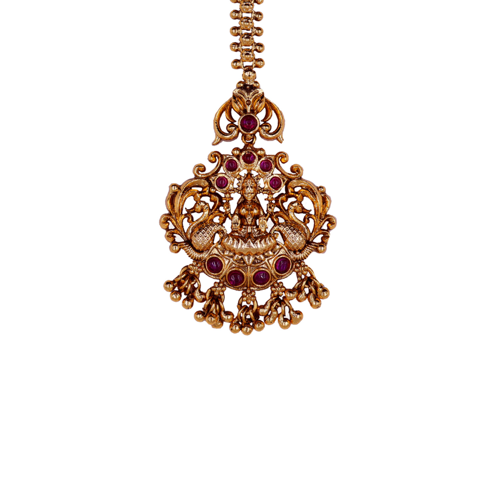 Vintage Charm Temple Jewellery Maang Tikka | Bridal Gold Plated Design : T-13