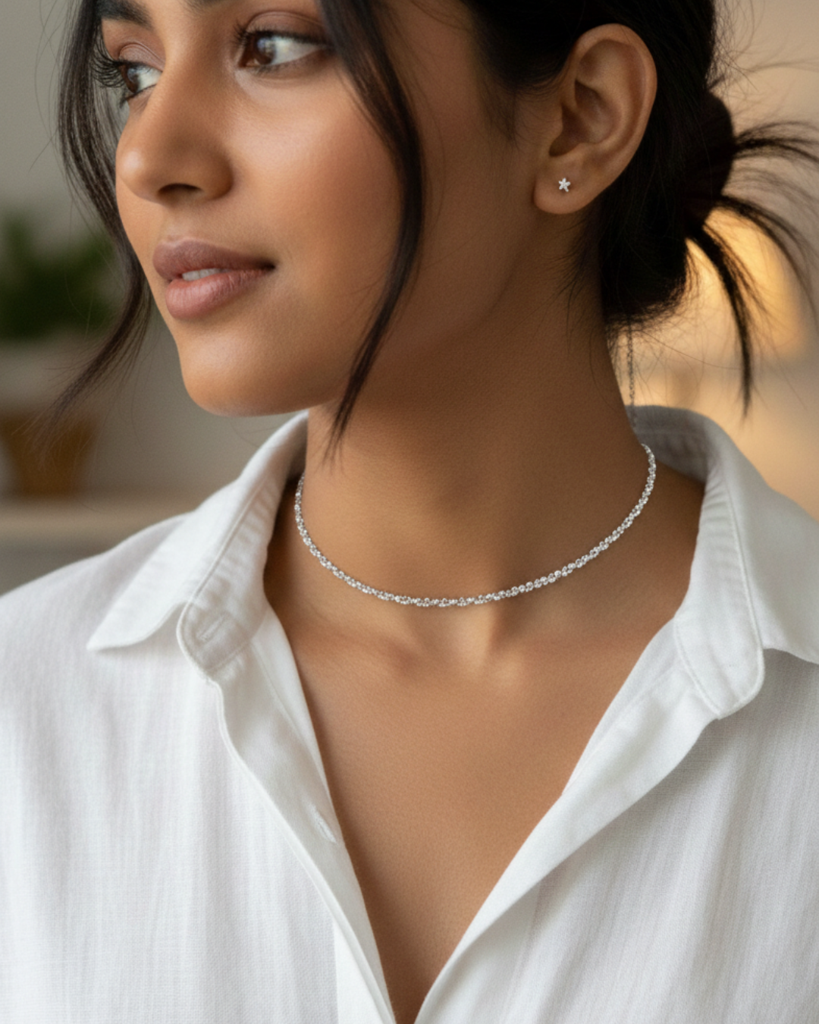 Sterling Silver Shimmer Necklace : SN925SS