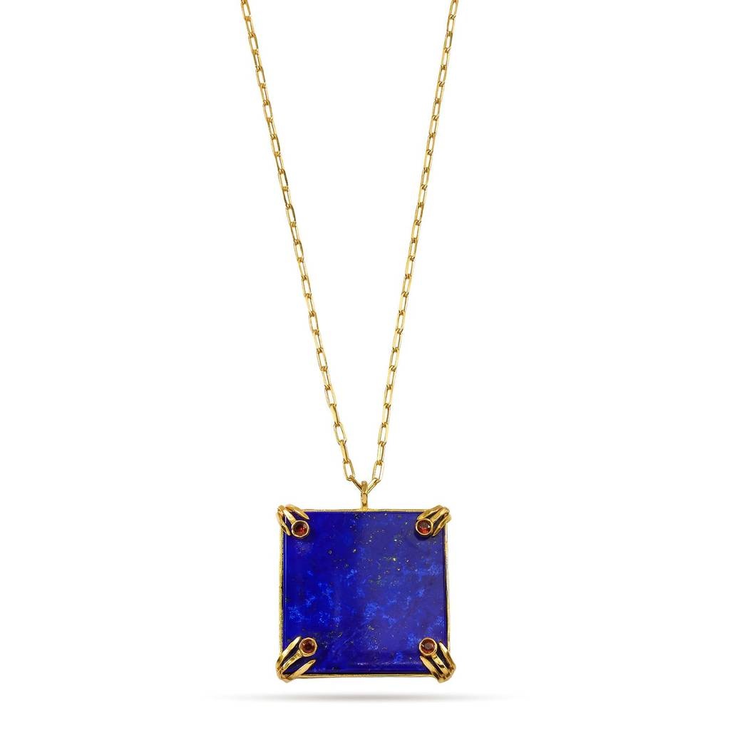 Lapis Lazuli Square Pendant Necklace : AWN-224