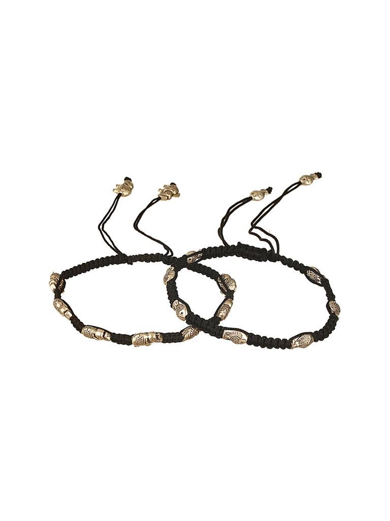 Set Of 2 Oxidised Silver Plated Payal Anklet : SJPL2602