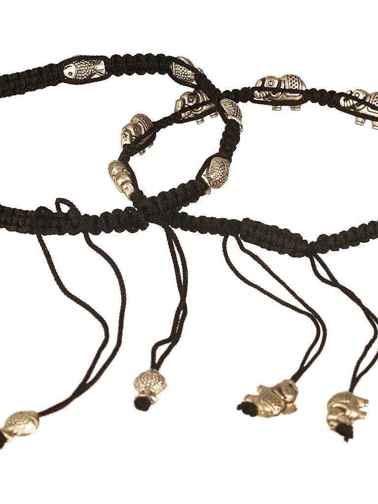 Set Of 2 Oxidised Silver Plated Payal Anklet : SJPL2602