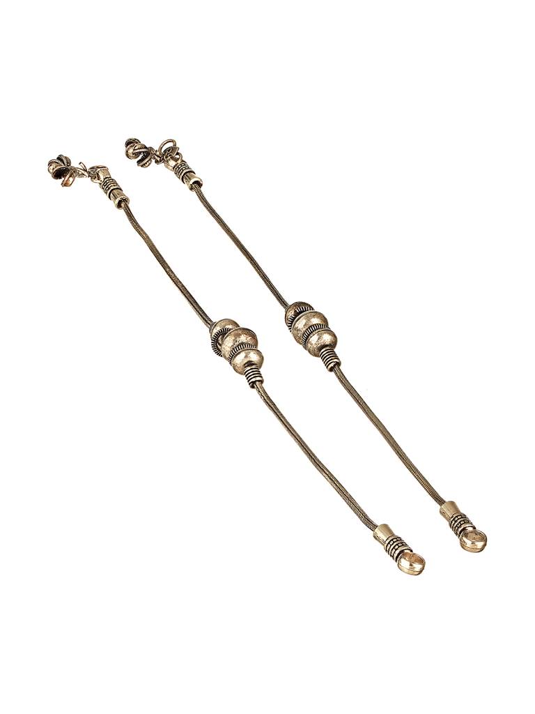 Set Of 2 Silver Oxidised Balls Minimal Dailywear Anklet Payal : SJPL2605