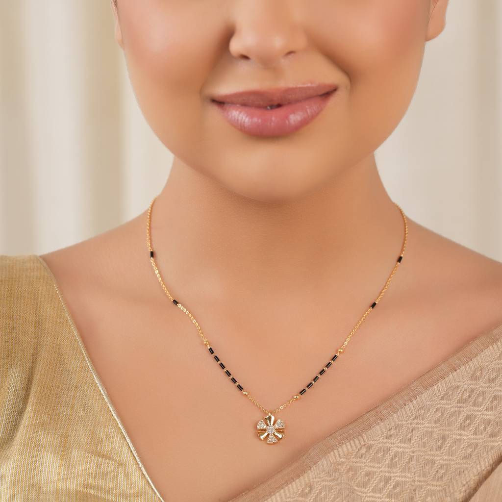 Eternz Certified Jewellery - Smars Jewelry Cute Floral Gold Plated Mangalsutra Stunning Dual Tone Gold Plated Bangle Set