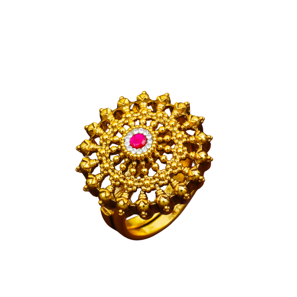 Minimalist Gold-Plated Temple Ring Â Dainty Engagement Jewellery J-309 : J-309