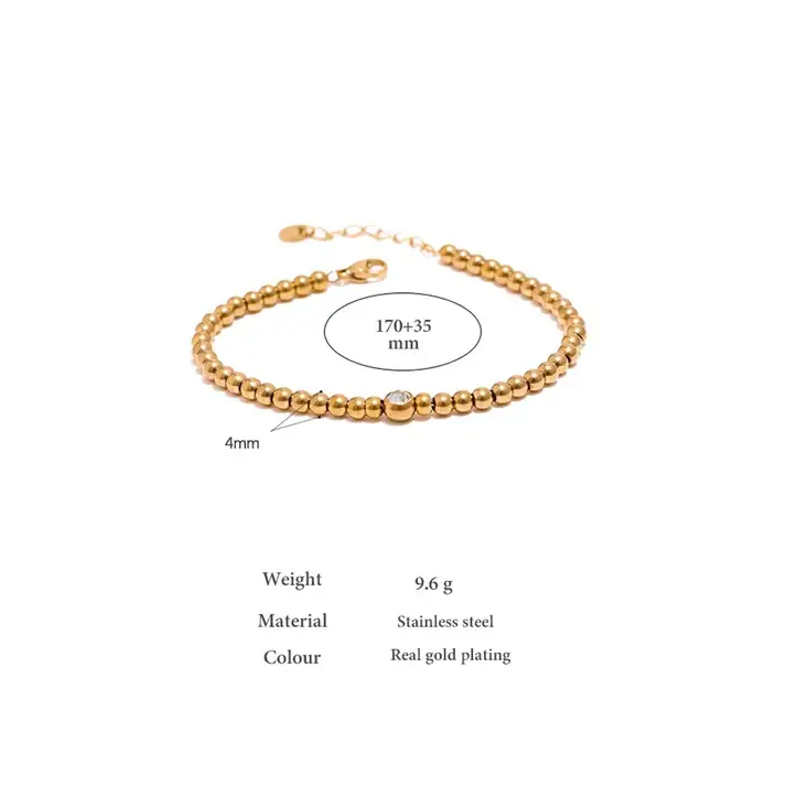 Golden Bead Bracelet With Single Stone : BRC002