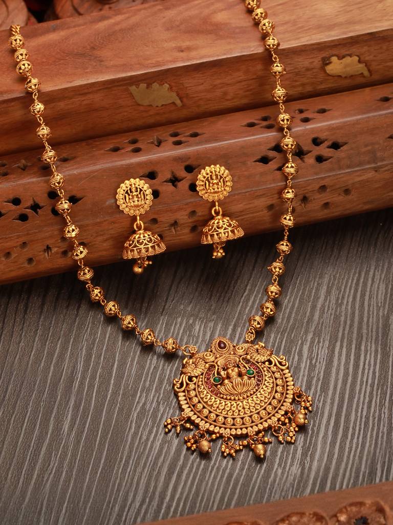 Gold Plated  Lakshmiji Temple Maala : SJNK2651