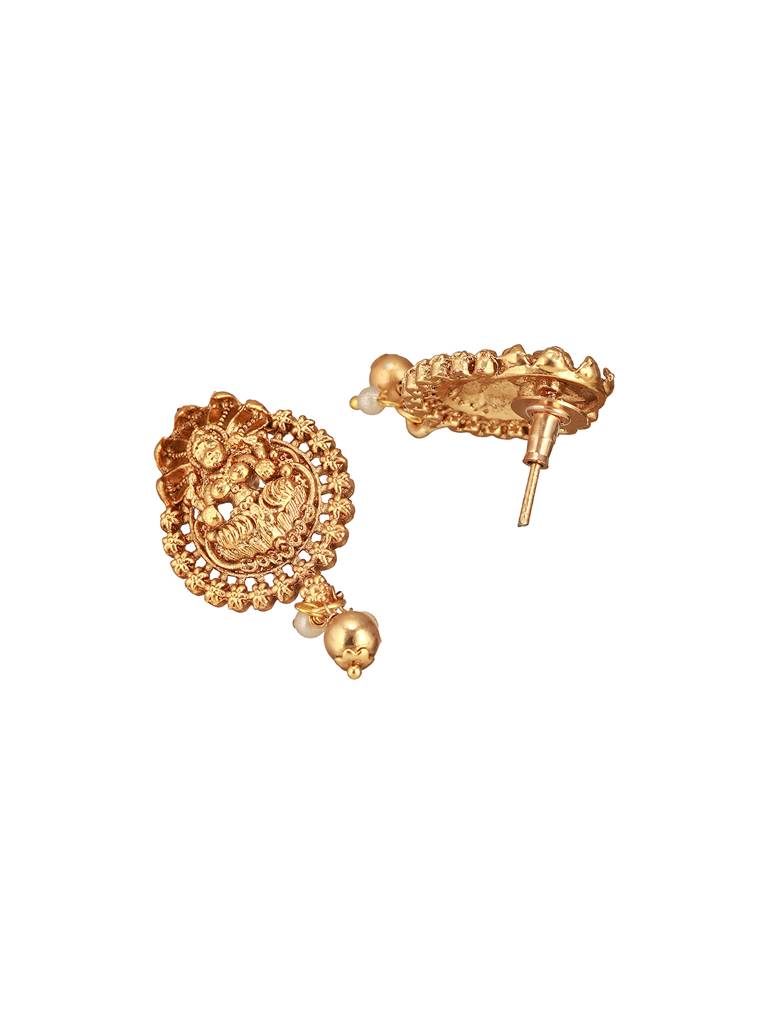 Gold Polish Flexible Brass Chain  Minimal Temple Lakshmiji Jewellery Set : SJNK2662