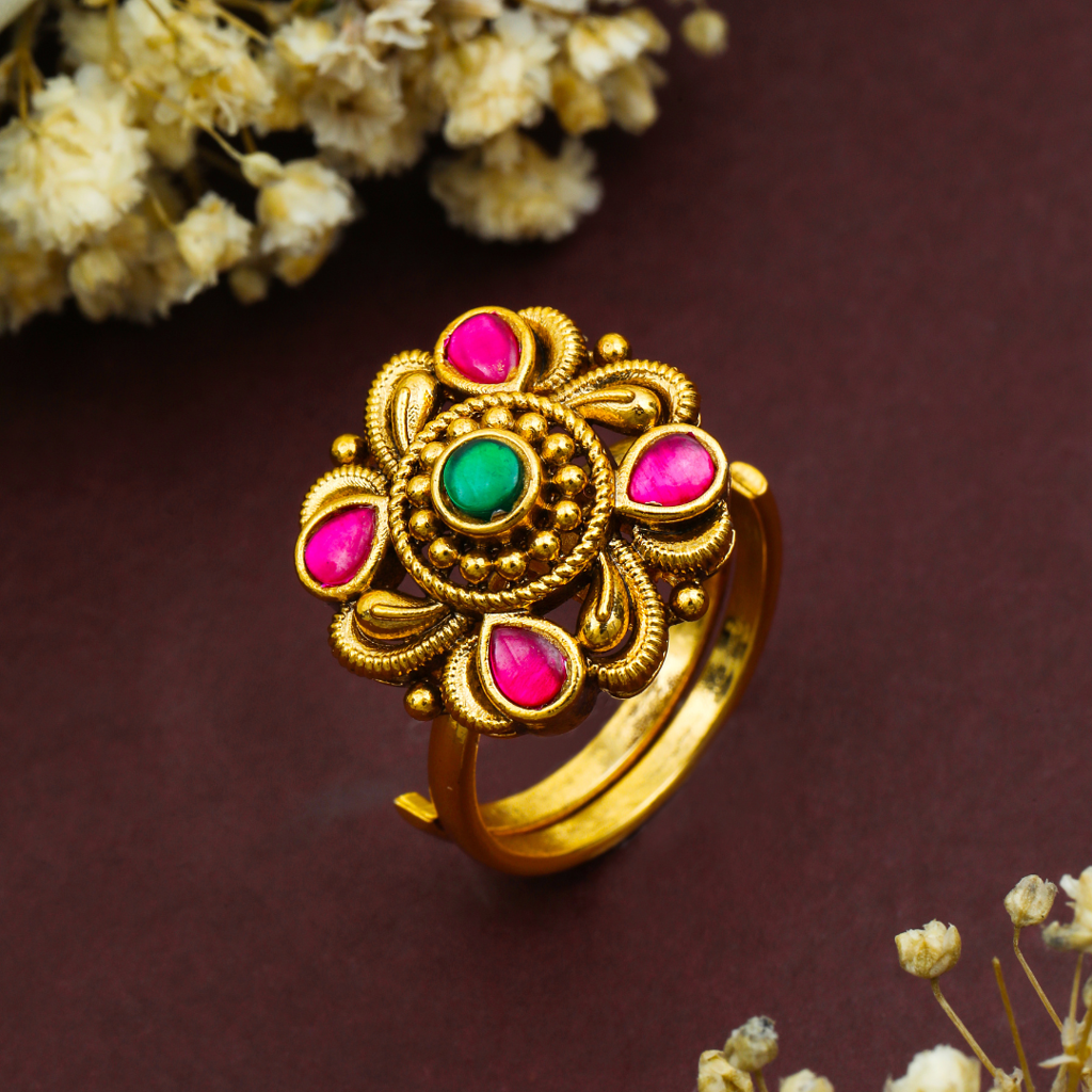 Minimalist Gold-Plated Temple Ring Â Dainty Everyday Jewellery J-307 : J-307