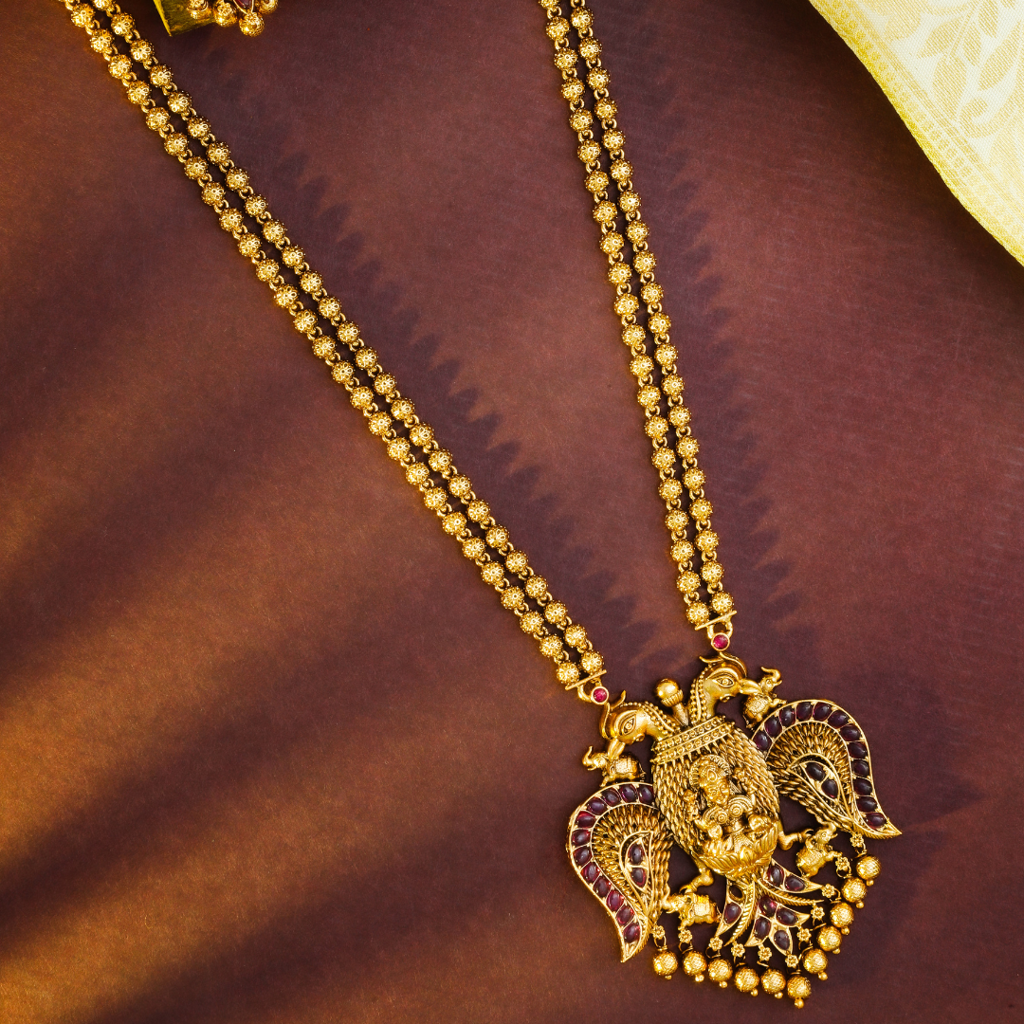 Gandaberunda Temple Necklace Set – Antique South Indian Design : T-44