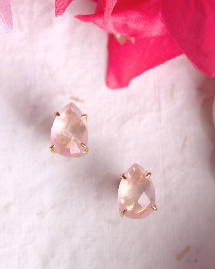 Aria 2 In 1 Stone And Flower Studs Rose Quartz : EBRQ2E