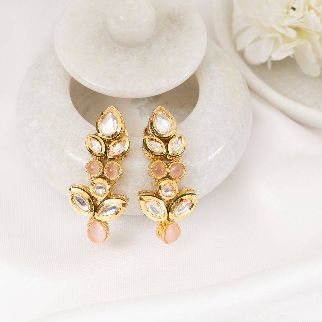 Peach Kundan Earring : PA-65